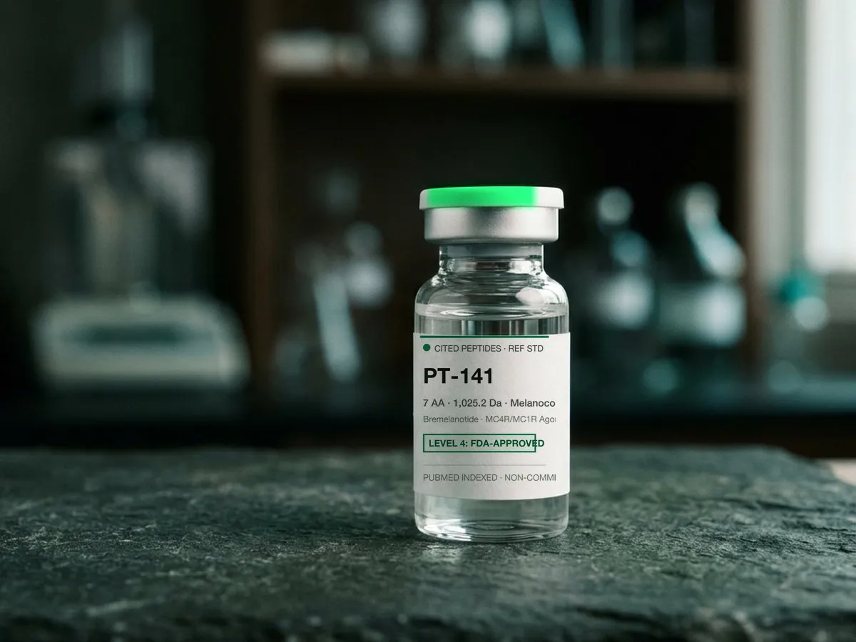 Illustrative vial labelled PT-141